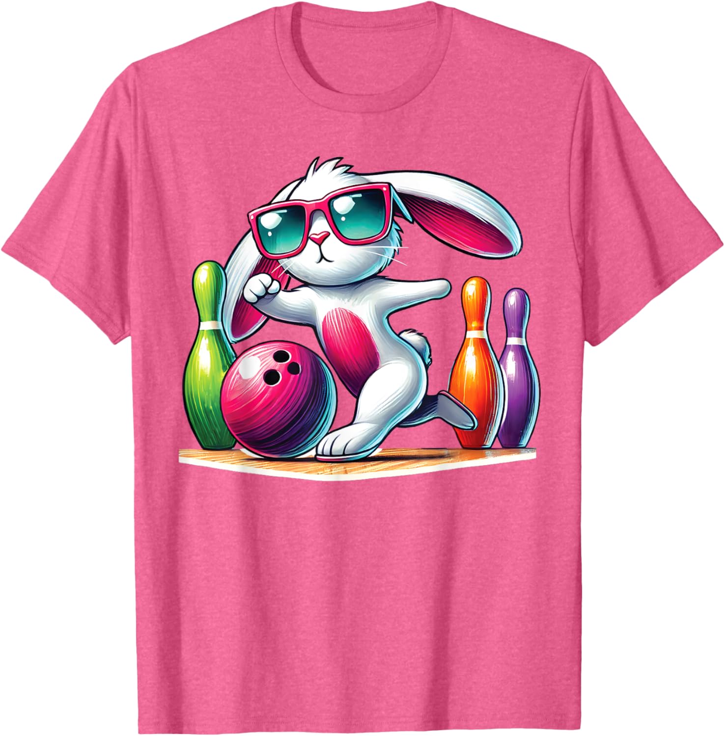 Bunny Ear Easter Bowling T-Shirt for Fun Egg Hunt Celebrations - 19