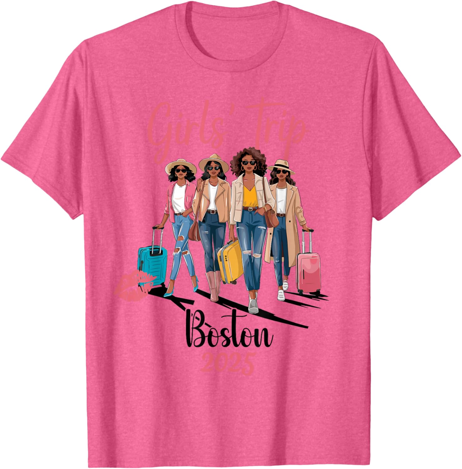 Black Girls Trip Boston 2025 Birthday Melanin Queen T-Shirt for Women - 1