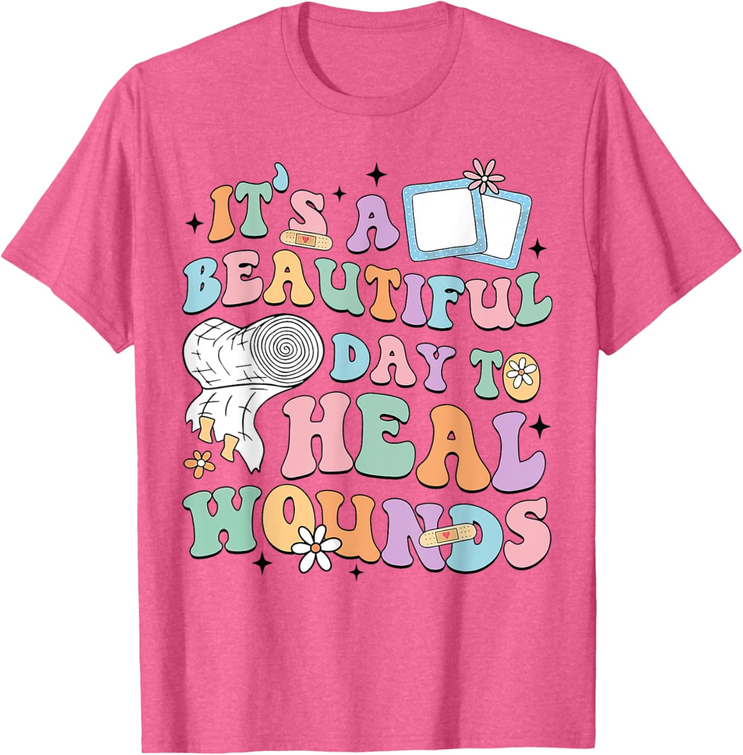 Beautiful Day to Heal Wounds Retro Nurse T-Shirt for Caregivers - 3