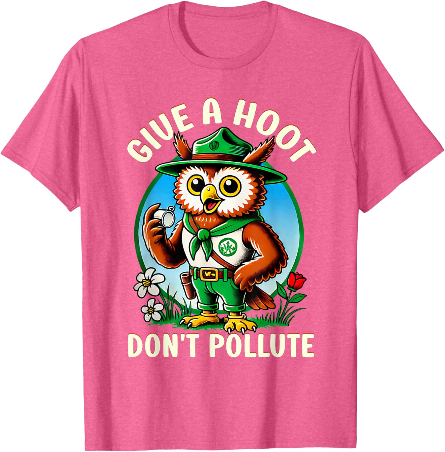 Retro Vintage Owl T-Shirt - Eco-Friendly Give A Hoot Don’t Pollute - 17