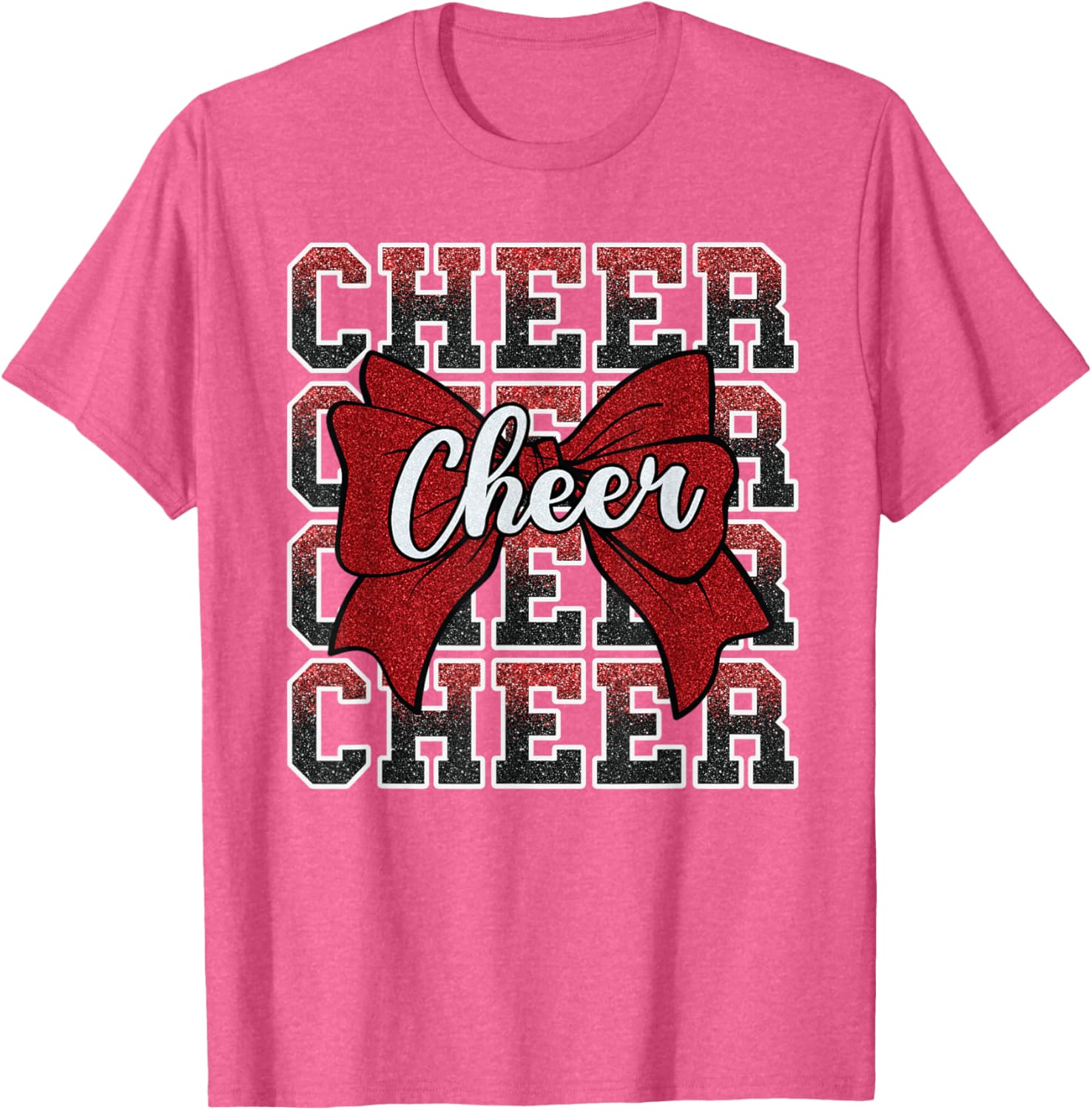 Coquette Cheer Bow Funny Sport Cheerleader Red T-Shirt for Cheer Fans - 28