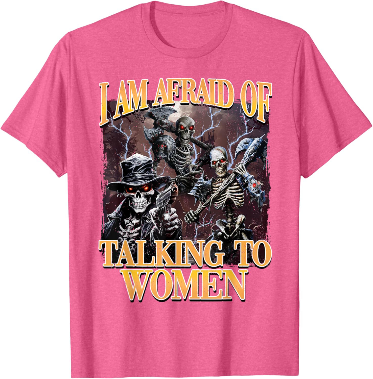 Funny I'm Afraid of Talking to Women Skeleton Meme T-Shirt for Men - 3