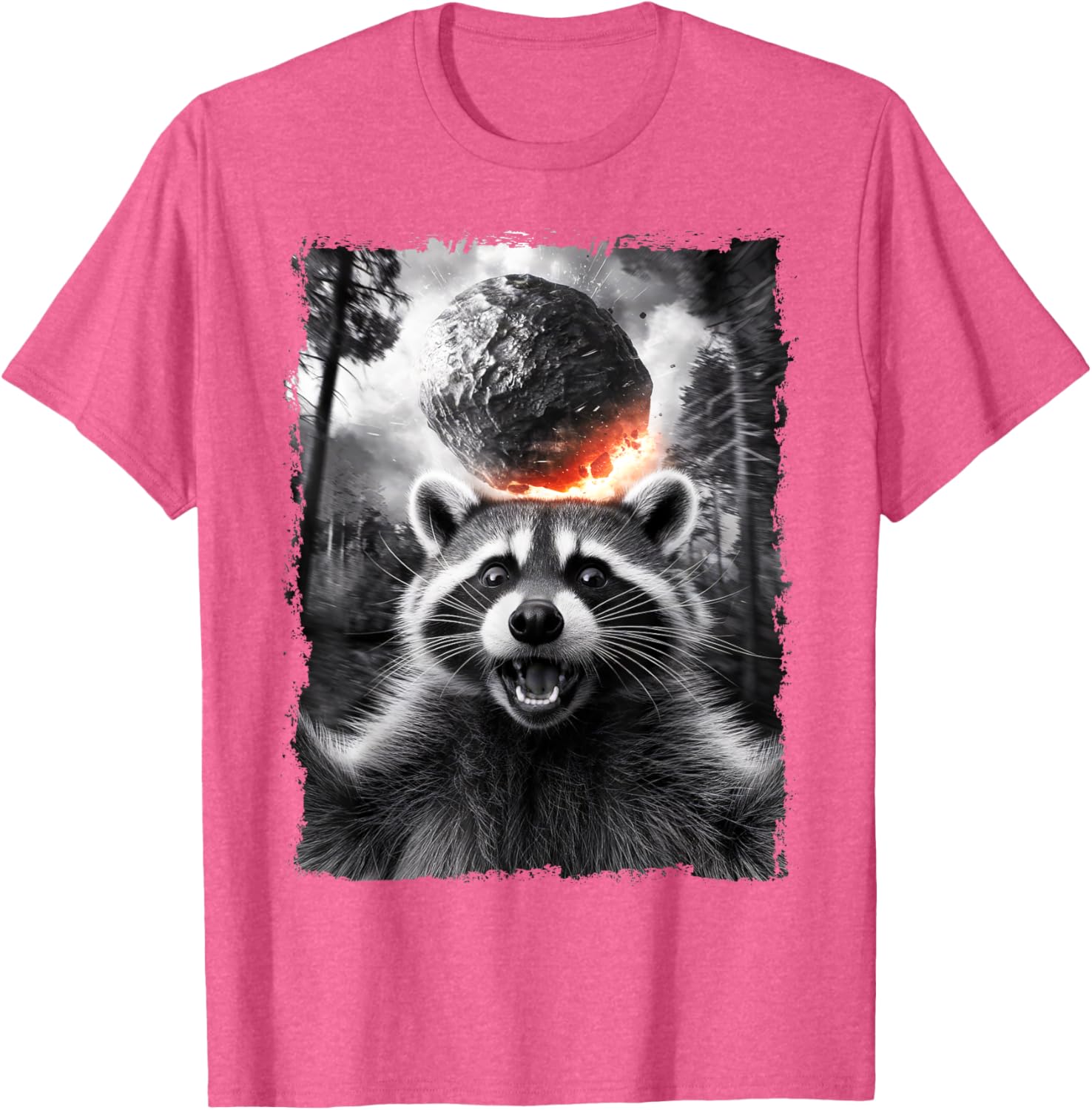 2024 Raccoon Asteroid Impact Selfie Photo T-Shirt for Fun Earth Lovers - 26