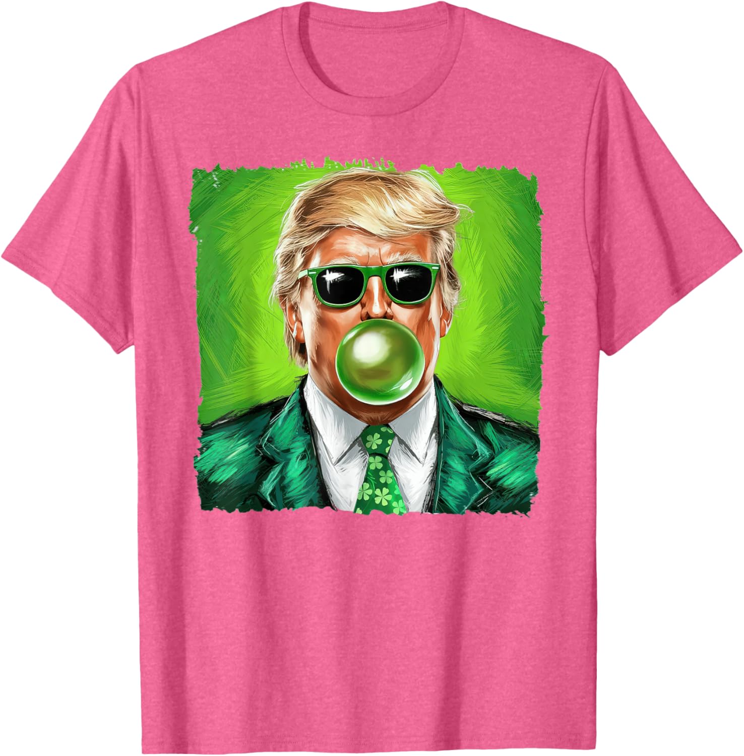 Trump Bubble Gum Sunglasses St. Patrick's Day T-Shirt for Fun Celebrations - 1