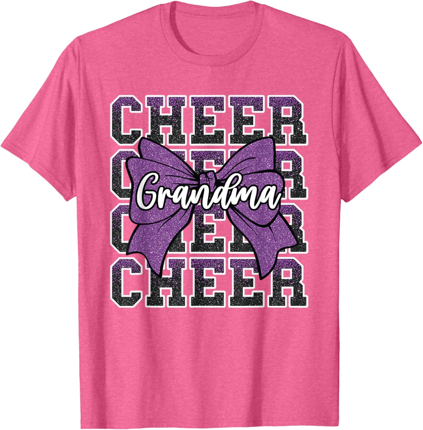 Cheer Grandma Bow Sport Purple T-Shirt for Cheerleaders and Fans - 16
