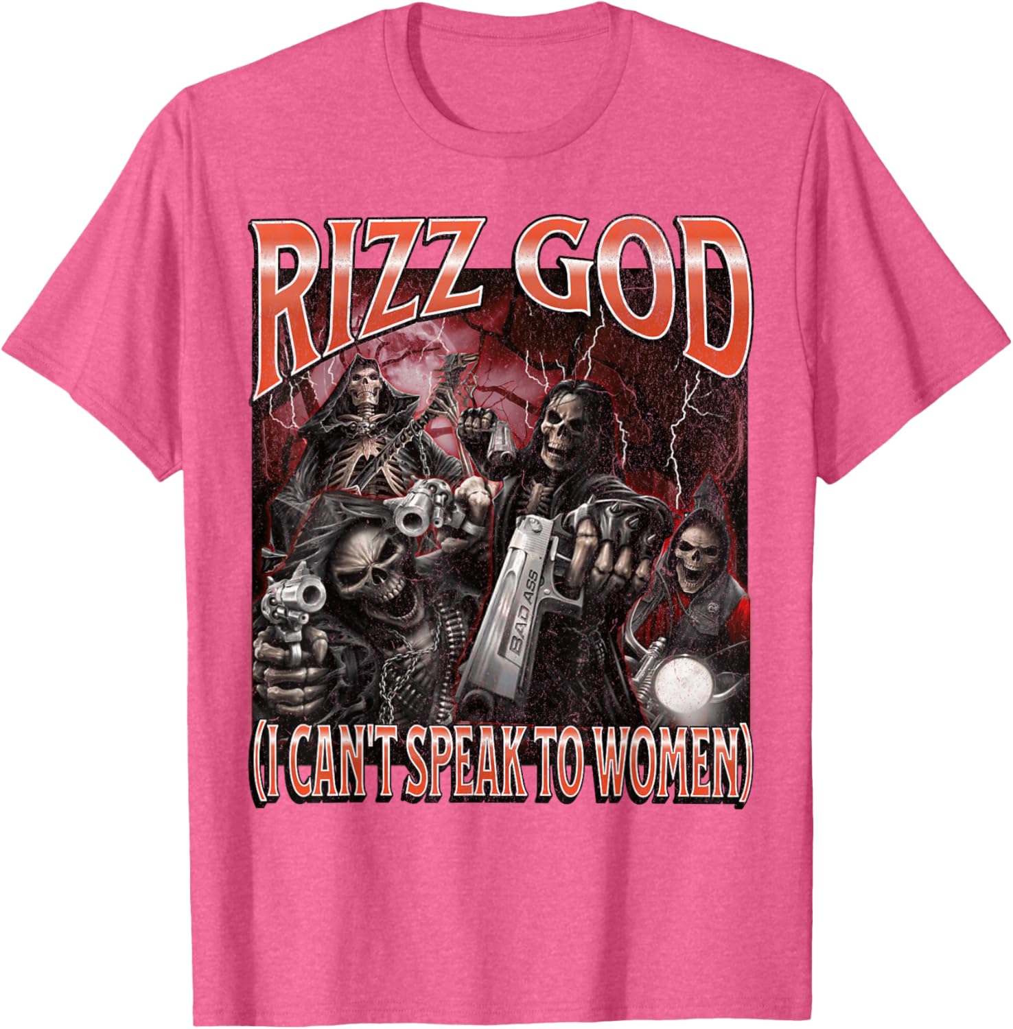 Funny Rizz God Skeleton Meme Tee for Men Who Can't Talk to Women - 27