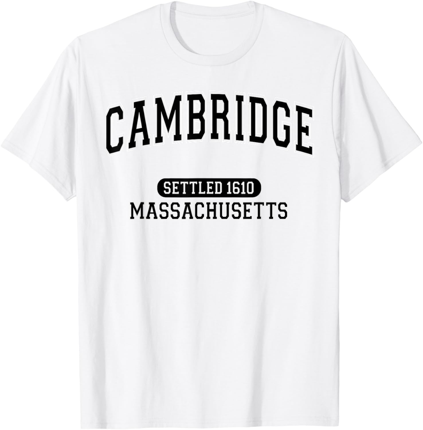 Vintage Arched Black T-Shirt Celebrating Cambridge Massachusetts 1610 - 18