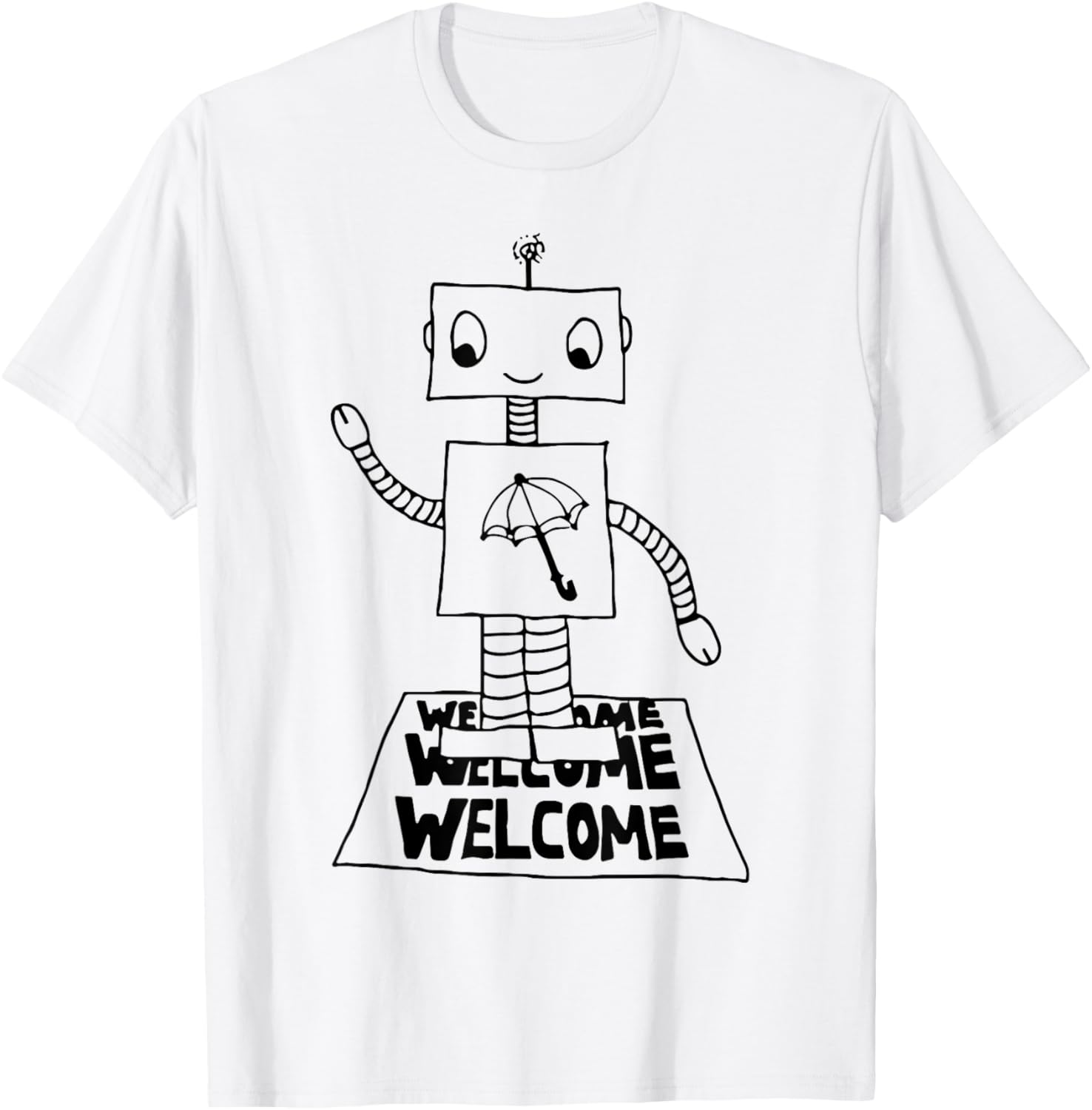 Robot Welcome T-Shirt for Fun Casual Wear in Clothing and Shoes - 7