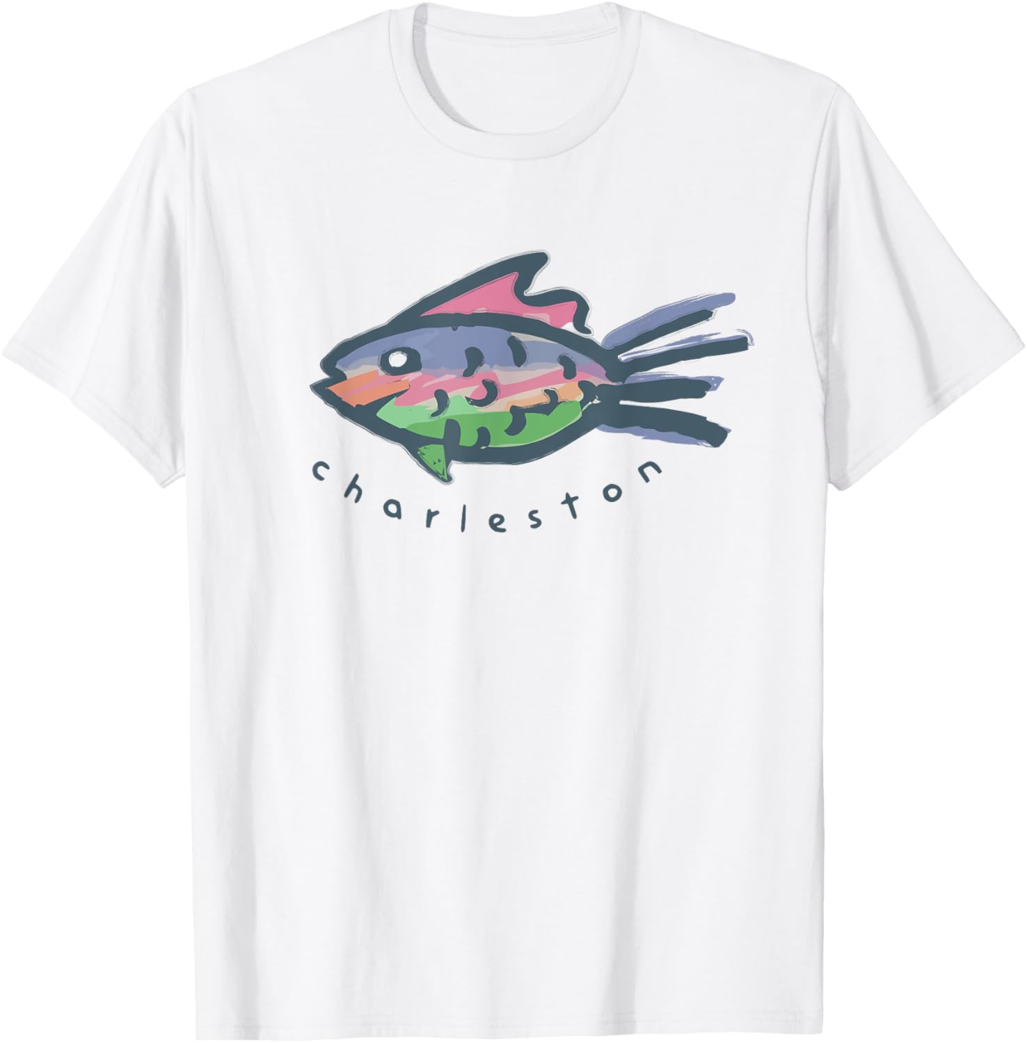 Charleston SC Tropical Fish Graphic T-Shirt for Fun Beach Vibes - 2