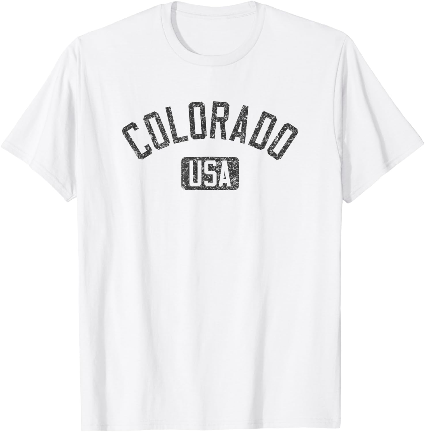 Colorado USA Arched Distressed Black Print T-Shirt for Casual Style - 1