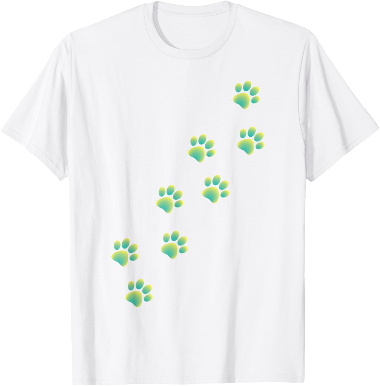 Cute Cat Paws Yellow Teal Graphic T-Shirt for Cat Lovers of All Ages - 2