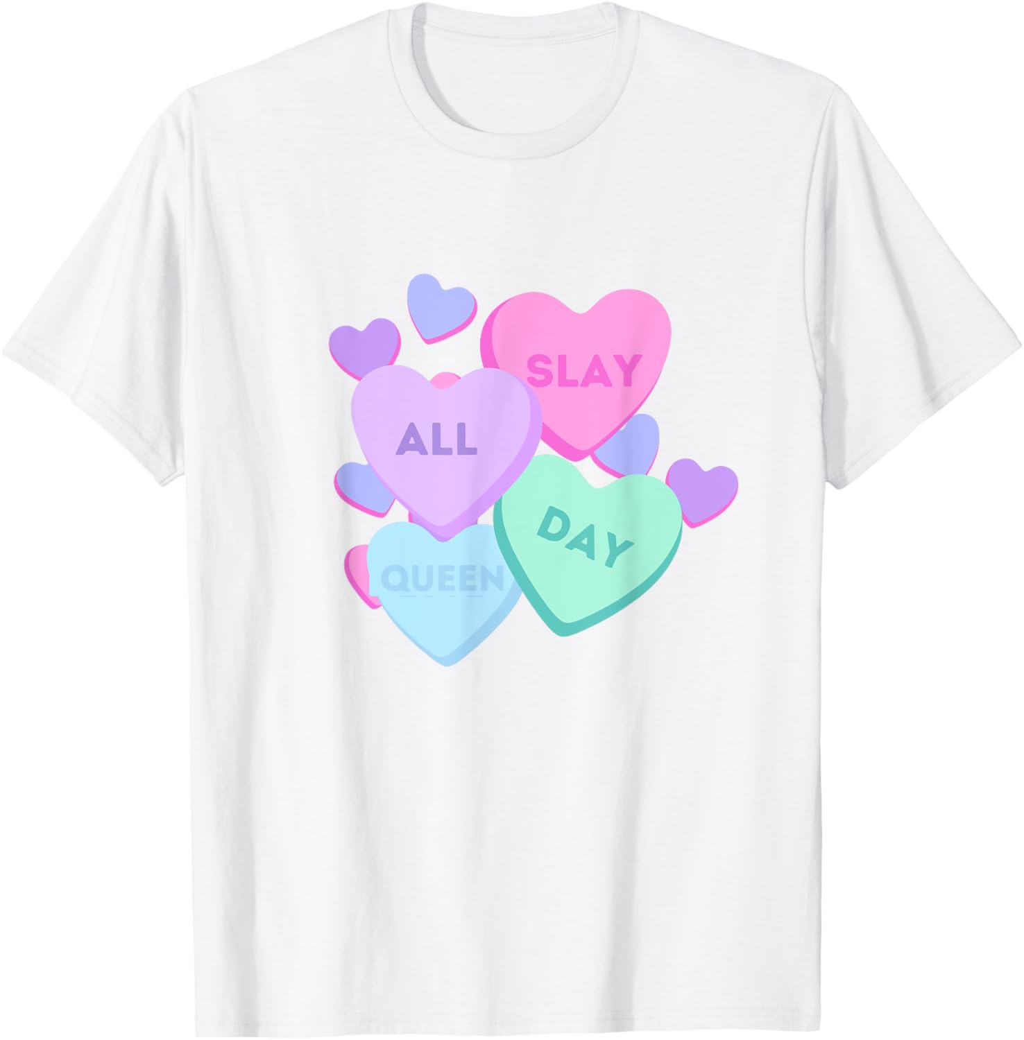 Slay All Day Pastel Heart Candy Graphic T-Shirt for Valentine's Day - 2