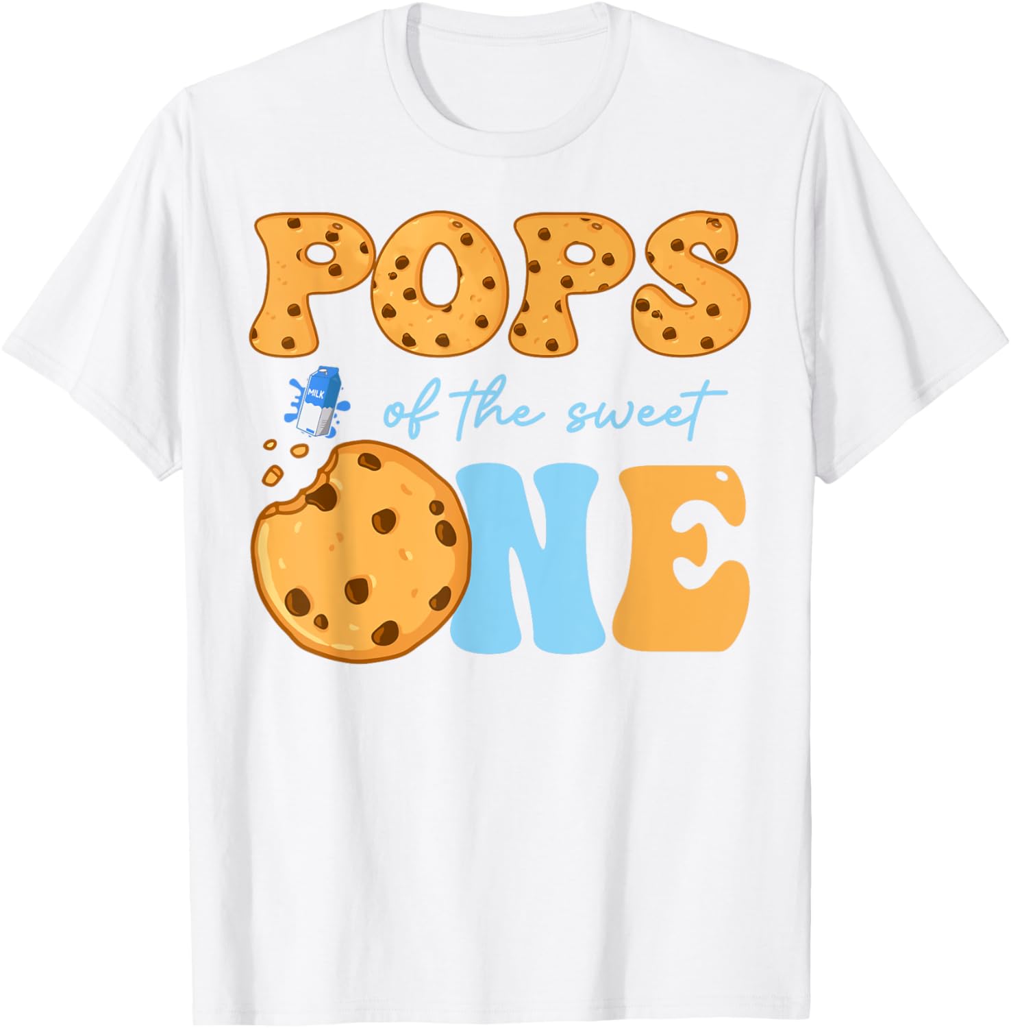Cute Cookies and Milk Birthday Party T-Shirt for Kids and Teens - 4