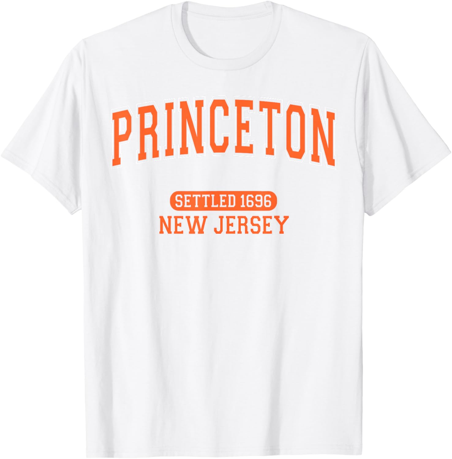 Vintage Arched Orange T-Shirt Celebrating Princeton New Jersey 1696 - 16