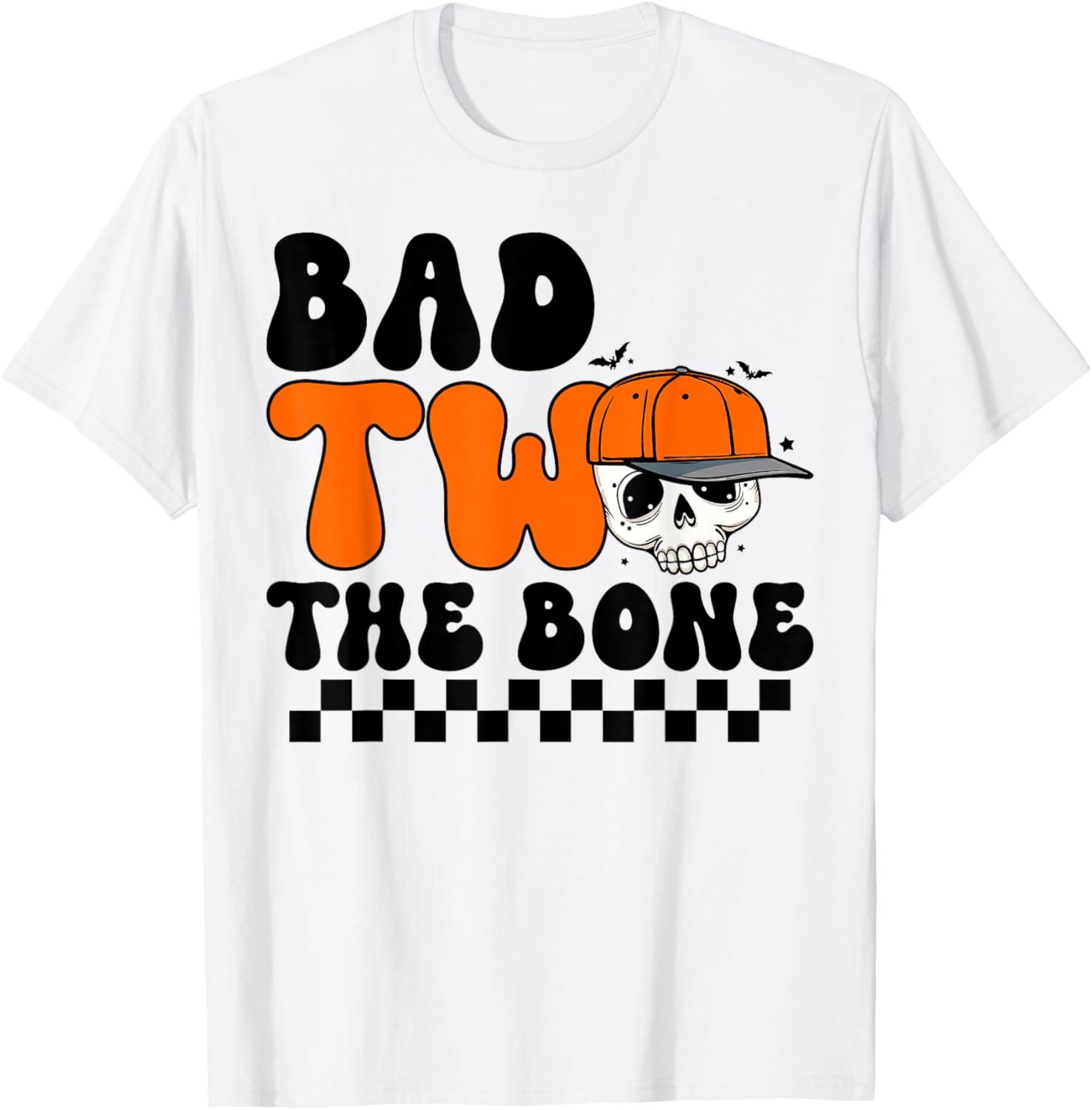 Cool Spooky 2nd Birthday T-Shirt for Boys - Bad Two The Bone Design - 1