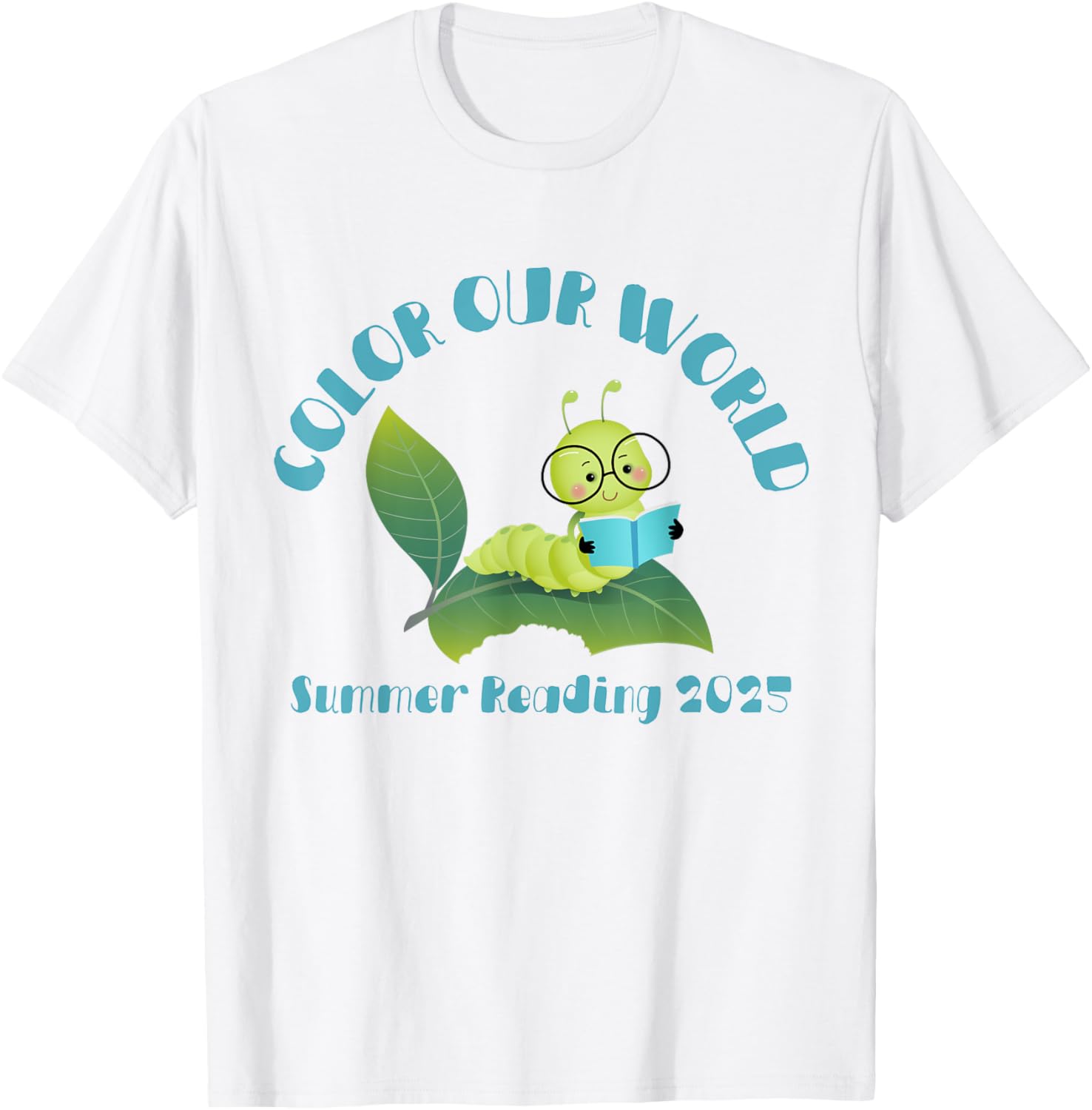 Color Our World Summer 2025 Reading Program Book Worm T-Shirt for Kids - 26
