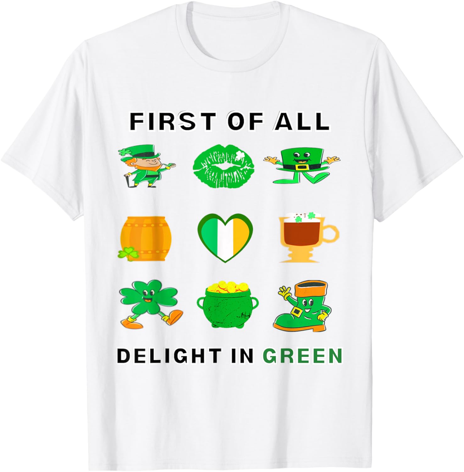 St. Patrick's Day Irish Lucky Birthday Shamrock 9-Grid T-Shirt - 4