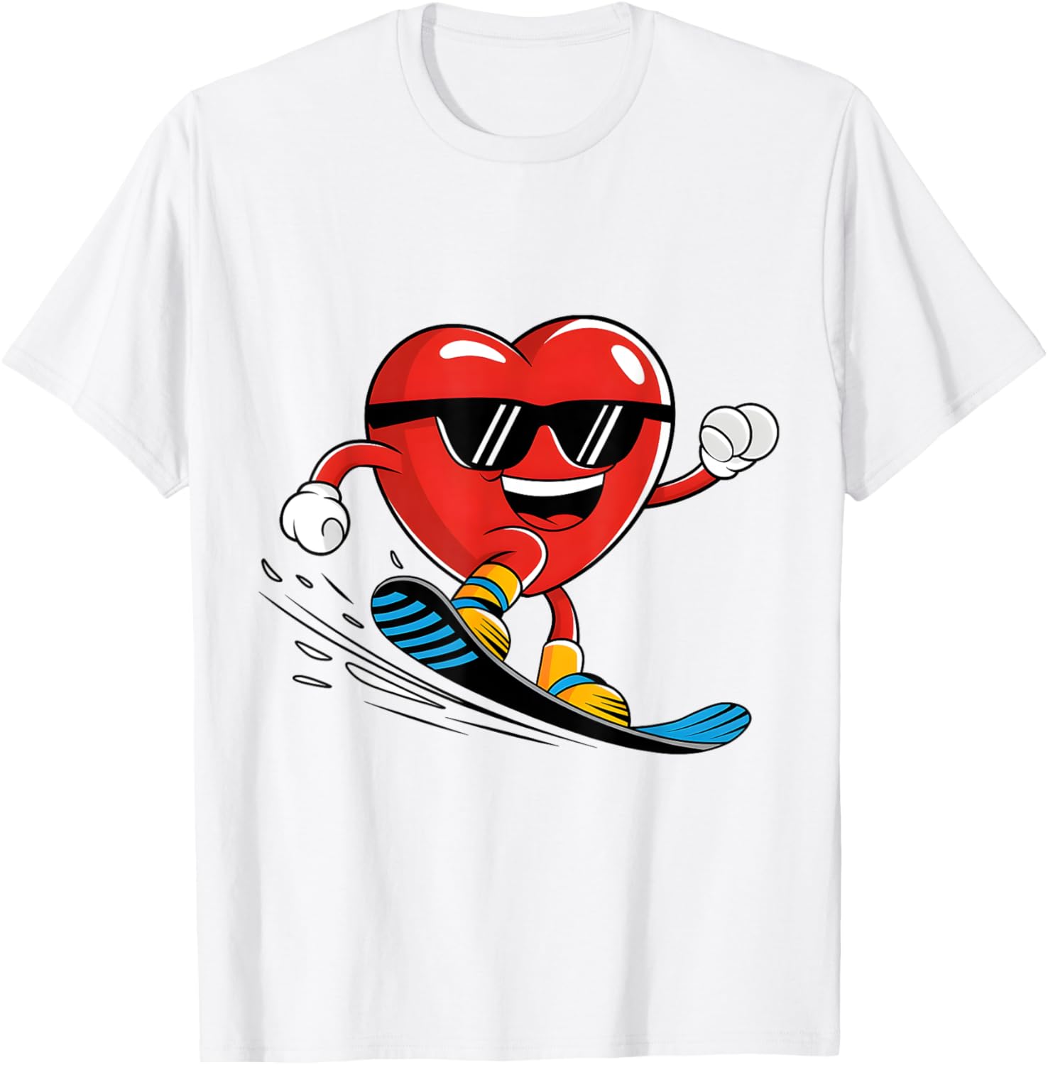Snowboard Heart Valentine's Day T-Shirt for Boys and Girls Fun Gift - 27