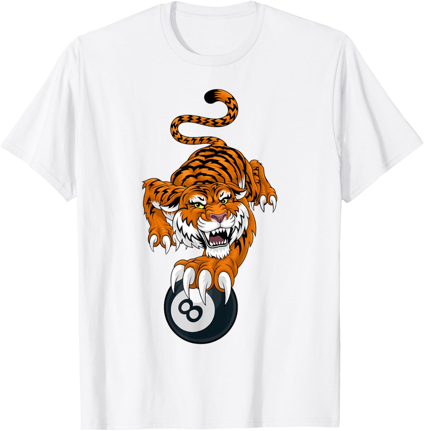 Tiger Angry Pool 8 Ball Billiards Cartoon Character T-Shirt for Fun Style - 29