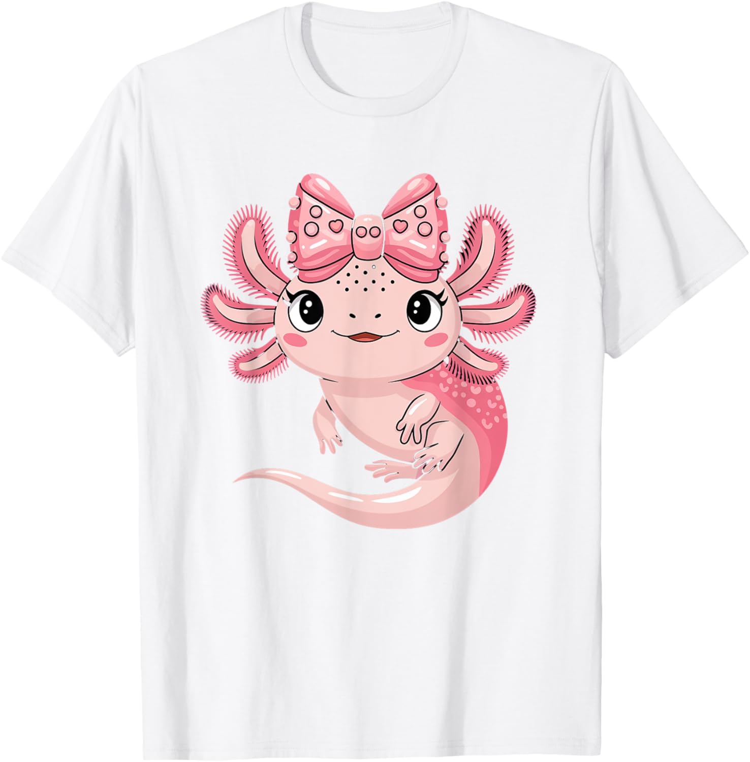 Cute Axolotl Girls Coquette Bow T-Shirt for Axolotl Lovers - 13