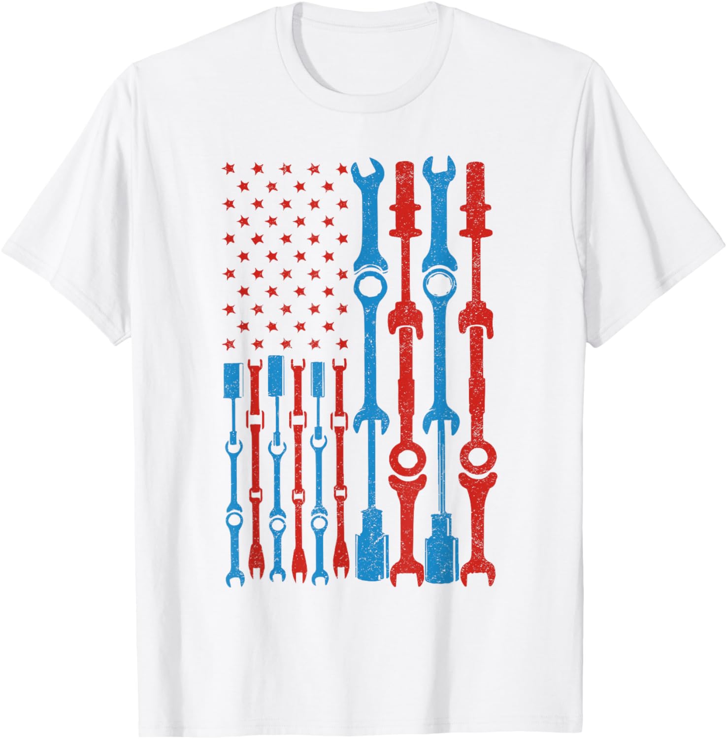 USA Flag Auto Enthusiast T-Shirt for Proud Mechanics & Gearheads - 1