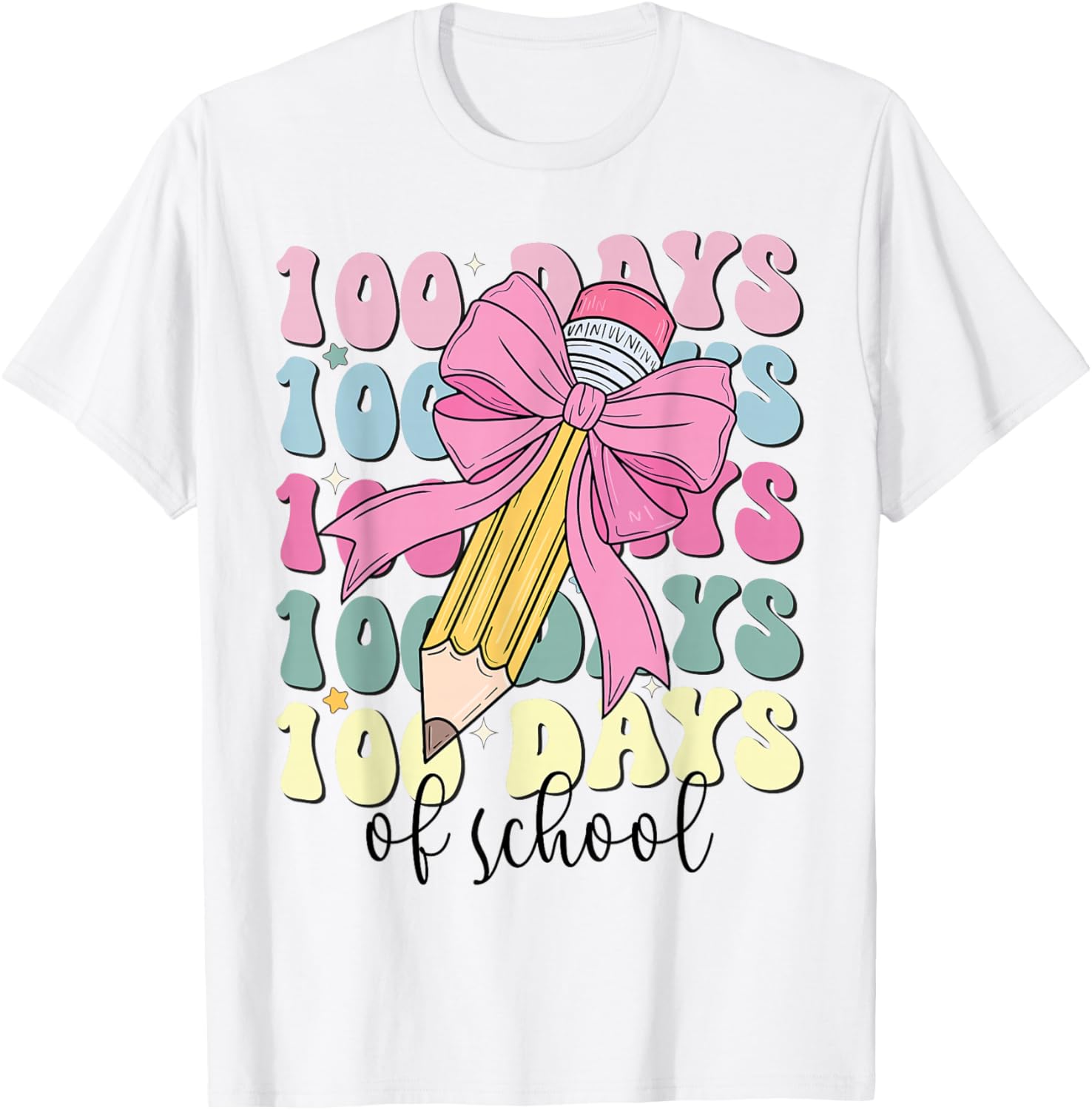 Adorable 100 Days of School Girls Coquette Bow T-Shirt for Kids - 19