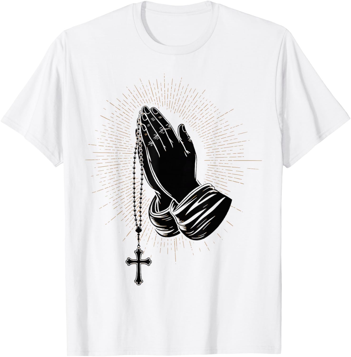 Rosary Praying Hands T-Shirt for Christian Faith Lovers - 2