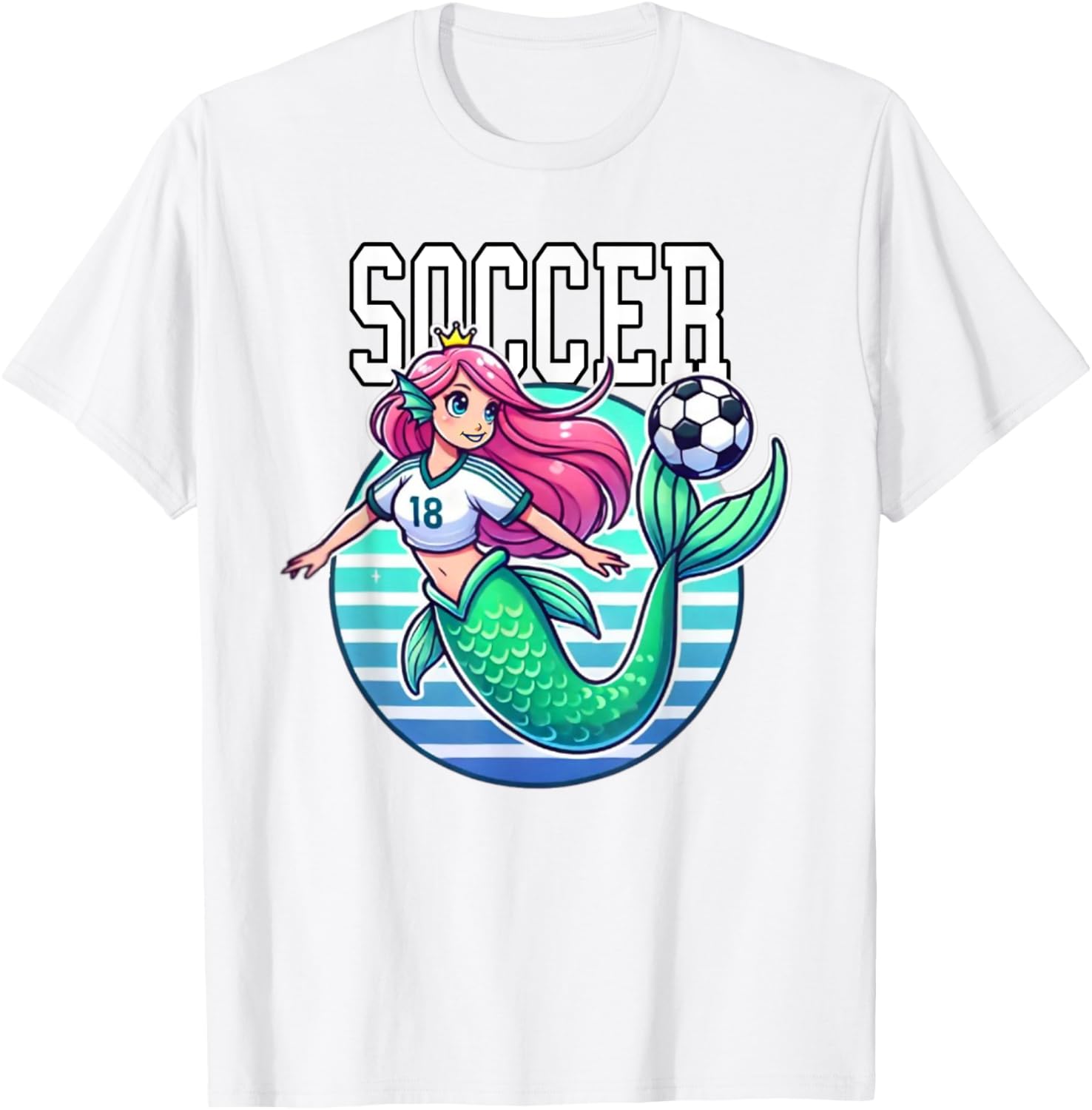 Soccer Mermaid Playing Soccer T-Shirt for Fans of Fun Sports Apparel - 12
