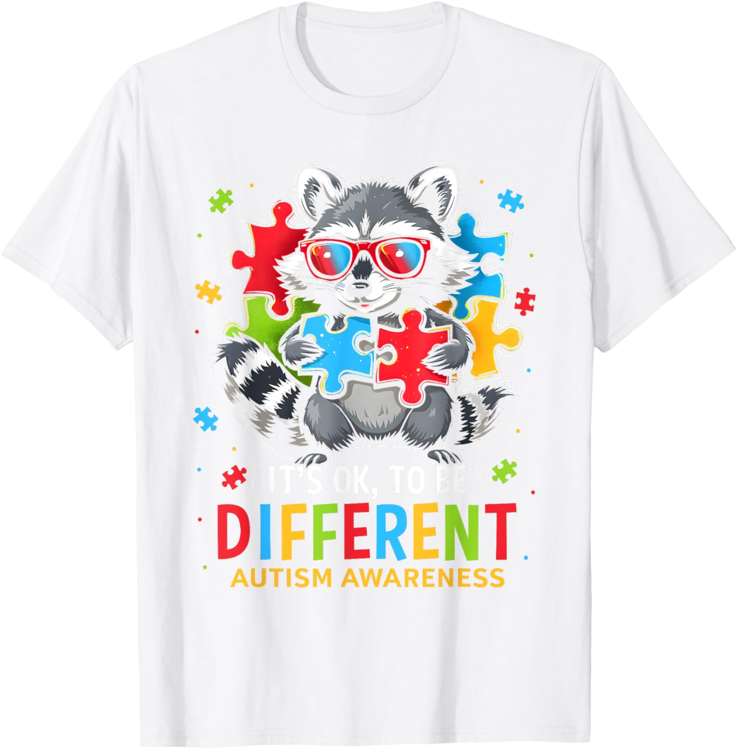 Autistic Raccoon T-Shirt It's Okay to Be Different Autism Awareness Tee - 5