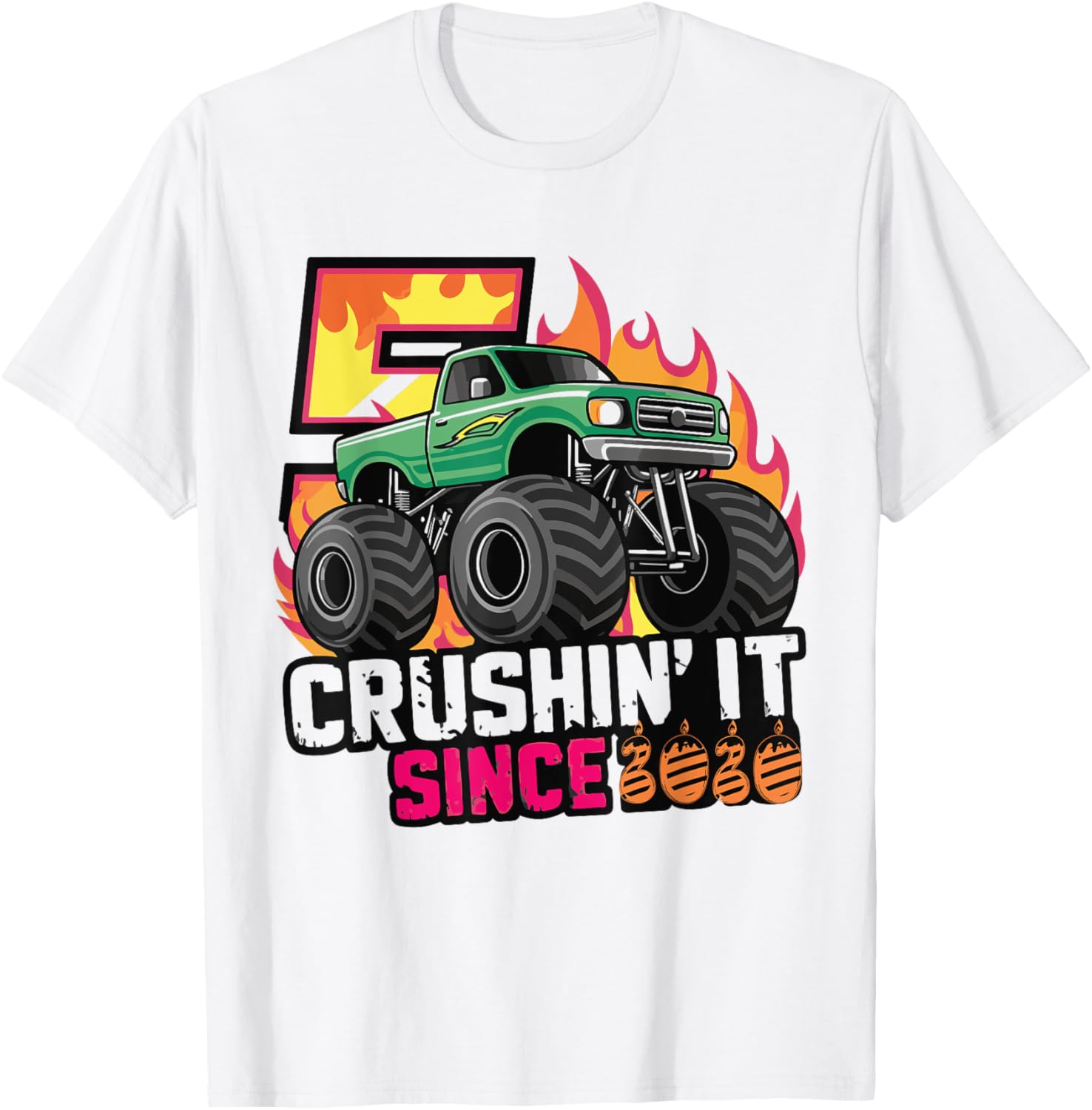 Birthday Monster Truck T-Shirt for 5 Year Old Boys - Fun Party Gift - 2