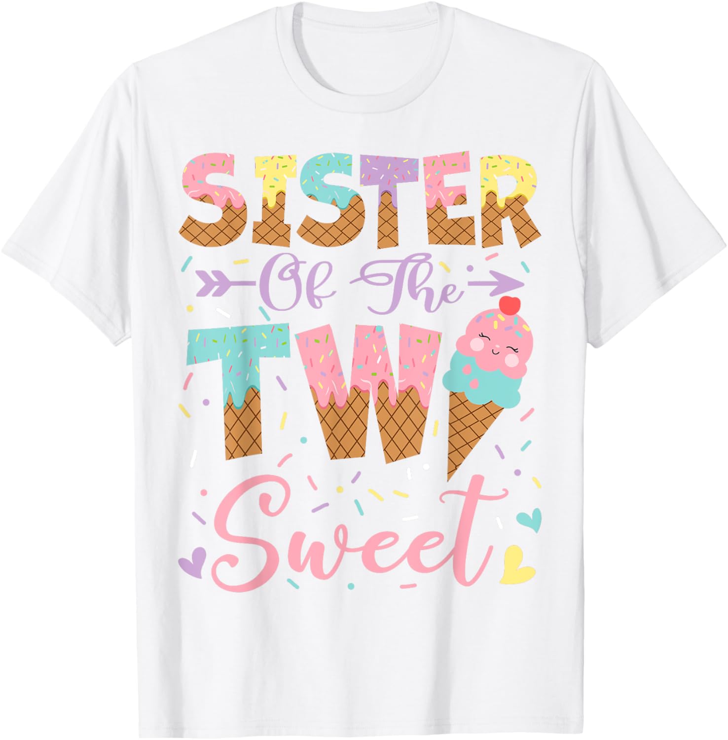 Adorable Sister of the Two Sweet Summer Ice Cream Birthday T-Shirt - 13