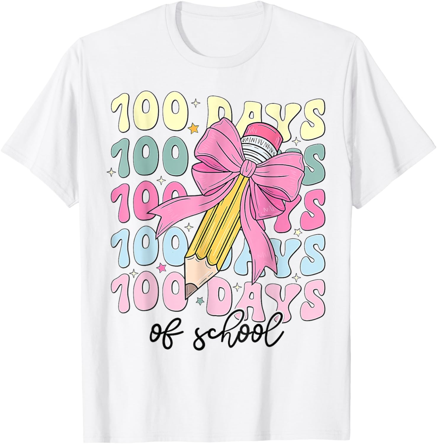 Coquette Bow 100th Day of School T-Shirt for Girls Fun School Celebration - 18