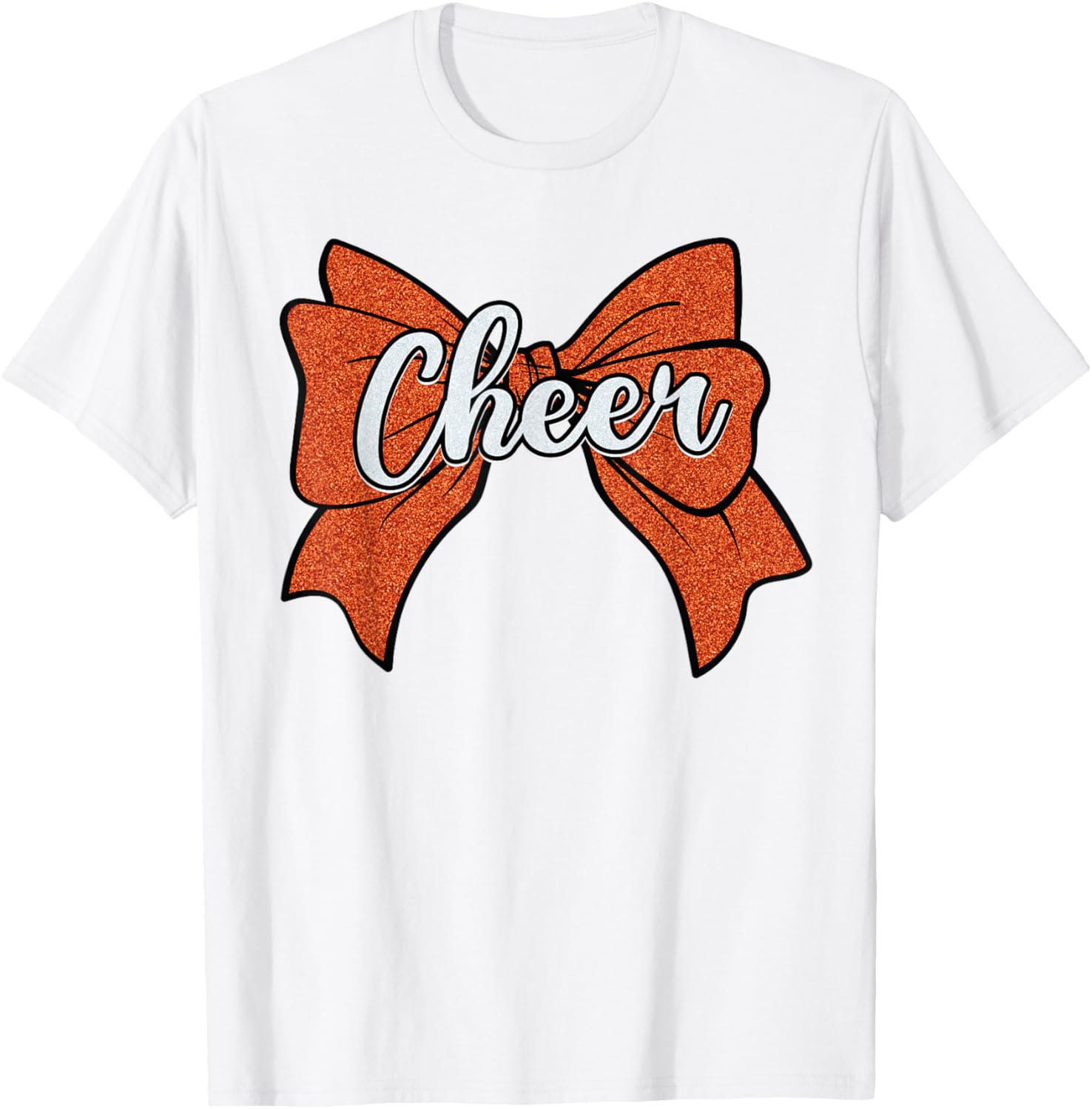 Coquette Orange Cheer Bow Sport T-Shirt for Cheerleaders and Fans - 5