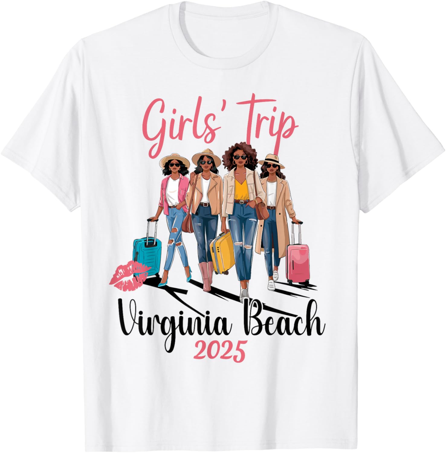 Black Girls Trip Virginia Beach 2025 Vacation Birthday T-Shirt Design - 6