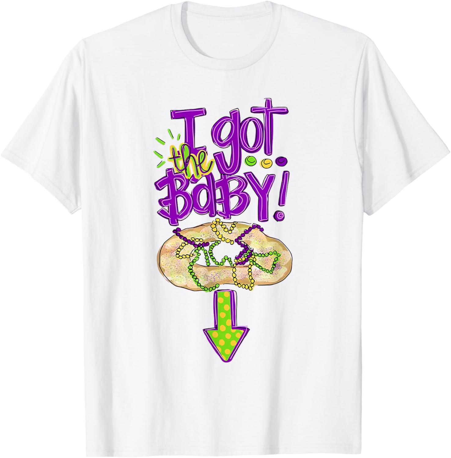 Baby Mardi Gras King Cake Reveal T-Shirt for New Orleans Celebrations - 5