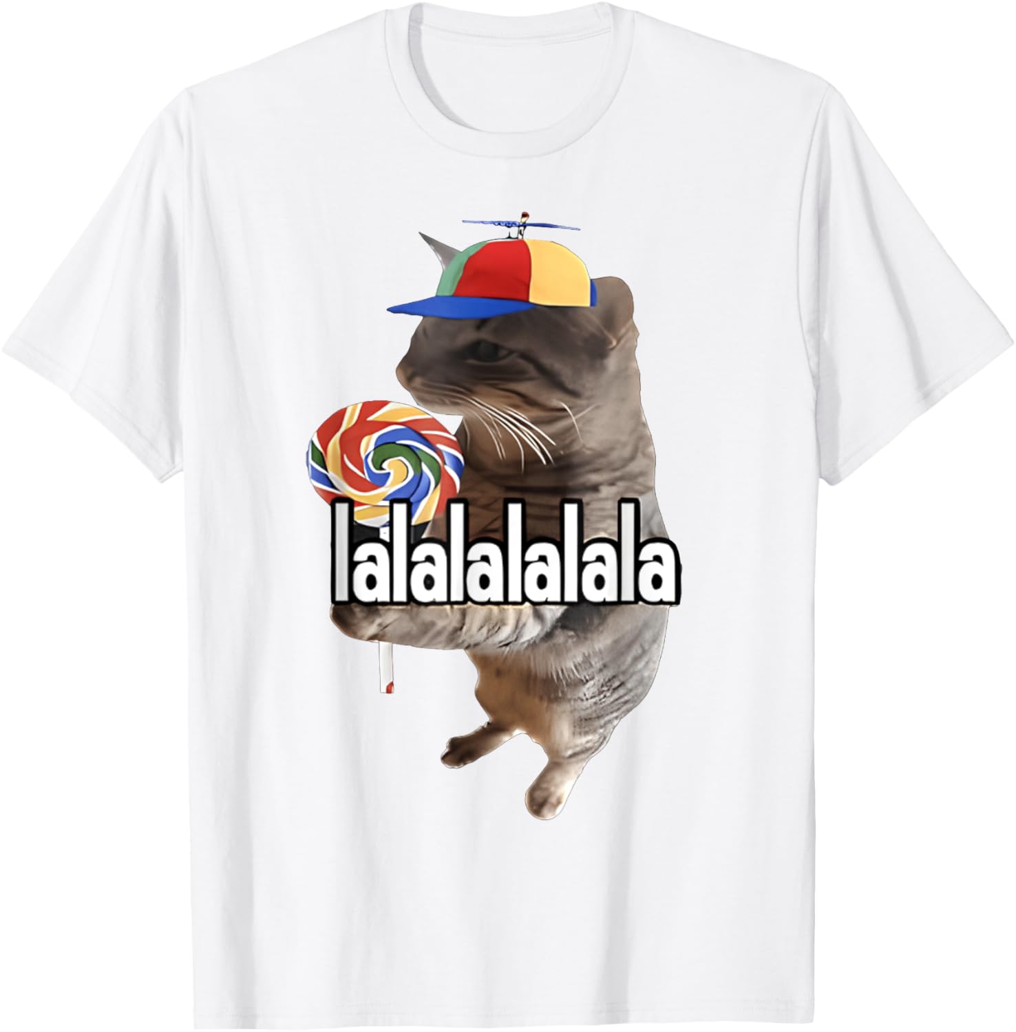 Silly Cat with Lollipop Funny Meme T-Shirt for Men, Women, Kids - 21