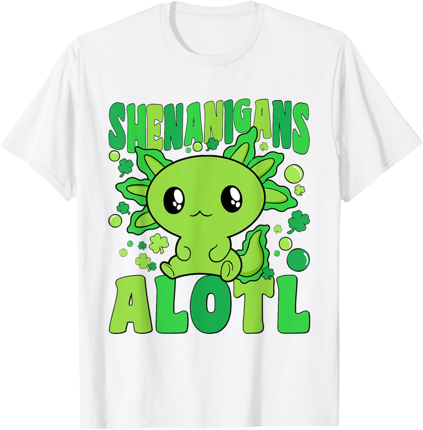 Cute Axolotl St Patricks Day T-Shirt for Kids - Fun Alotl Design - 4