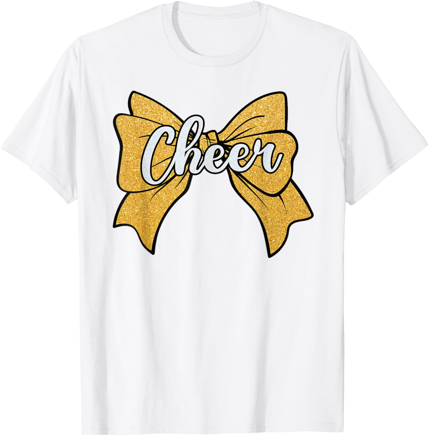 Coquette Yellow Cheerleader T-Shirt with Cheer Bow for Sport Fans - 8