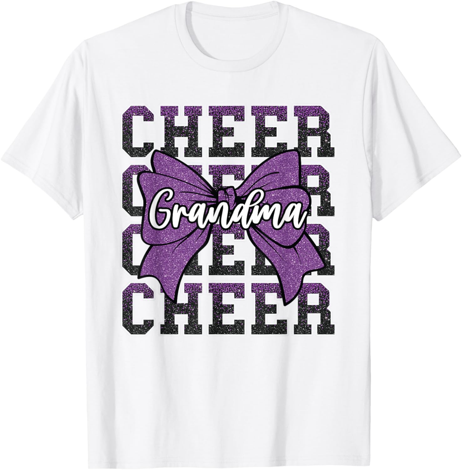 Cheer Grandma Bow Sport Purple T-Shirt for Cheerleaders and Fans - 17