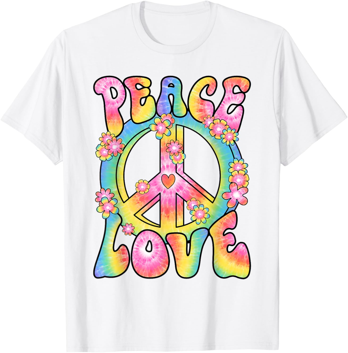 Retro Hippy Costume T-Shirt Peace Love 60s 70s Vintage Outfit - 24
