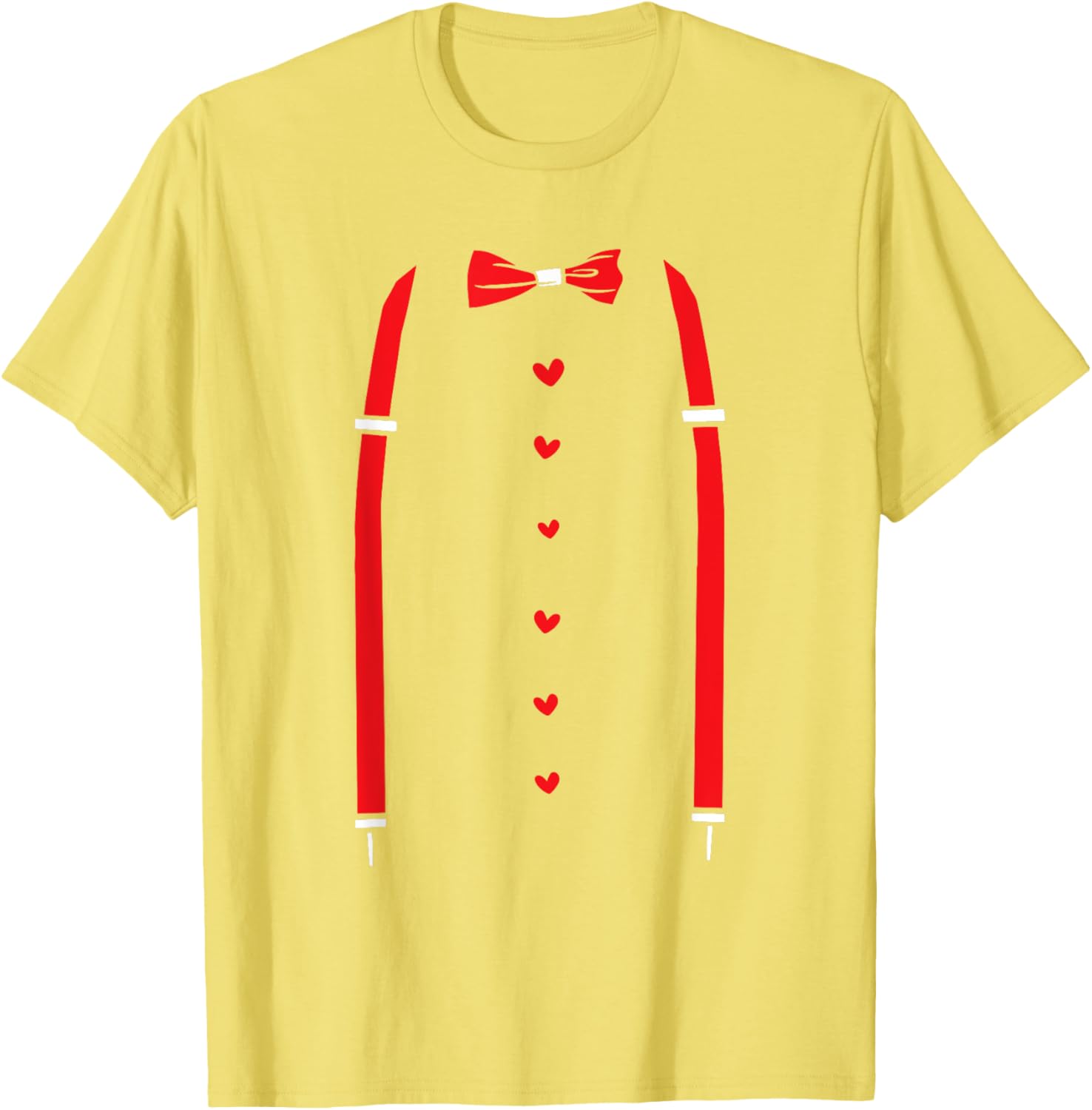Valentine's Day Red Suspenders Bow Design T-Shirt for Men and Women - 10