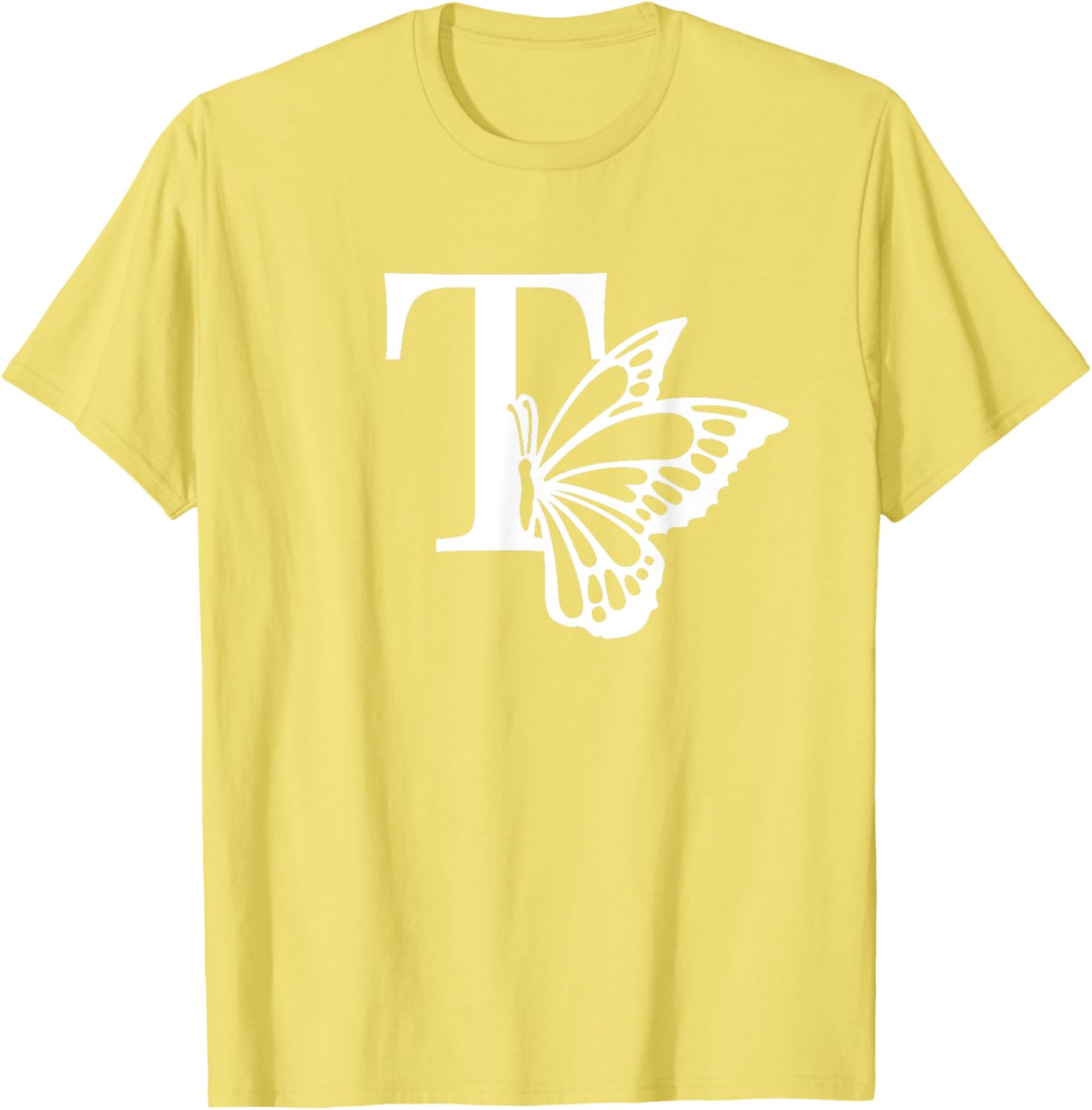 Butterfly Monogram Initial T T-Shirt Stylish Alphabet Tee for Women - 6