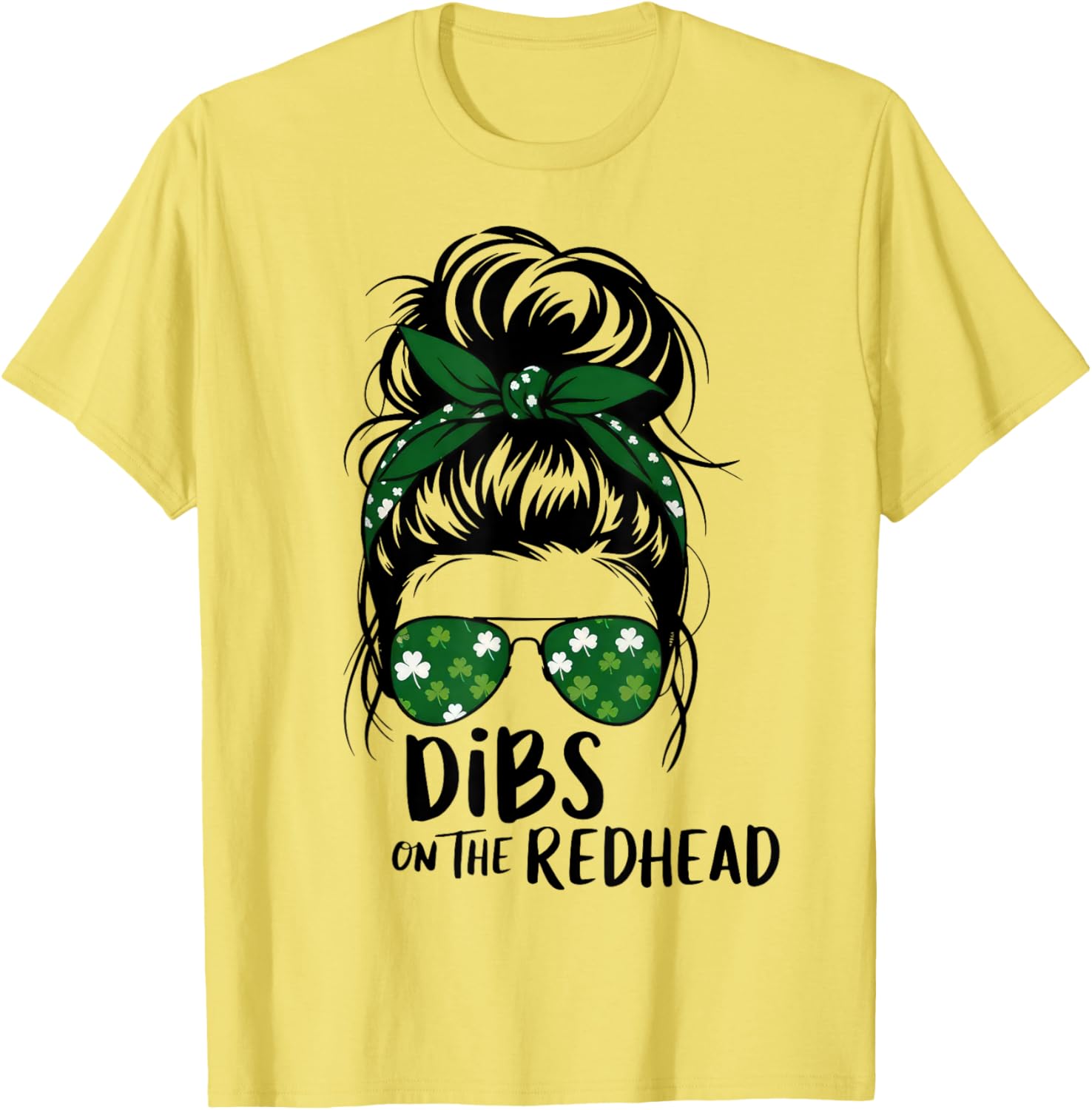 St Patricks Day Messy Bun Shamrock Redhead Dibs T-Shirt for Fun Celebrations - 14