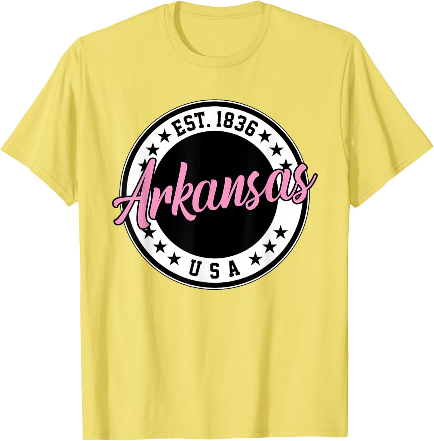 Arkansas Script Circle Pink Text T-Shirt for Stylish Comfort - 23