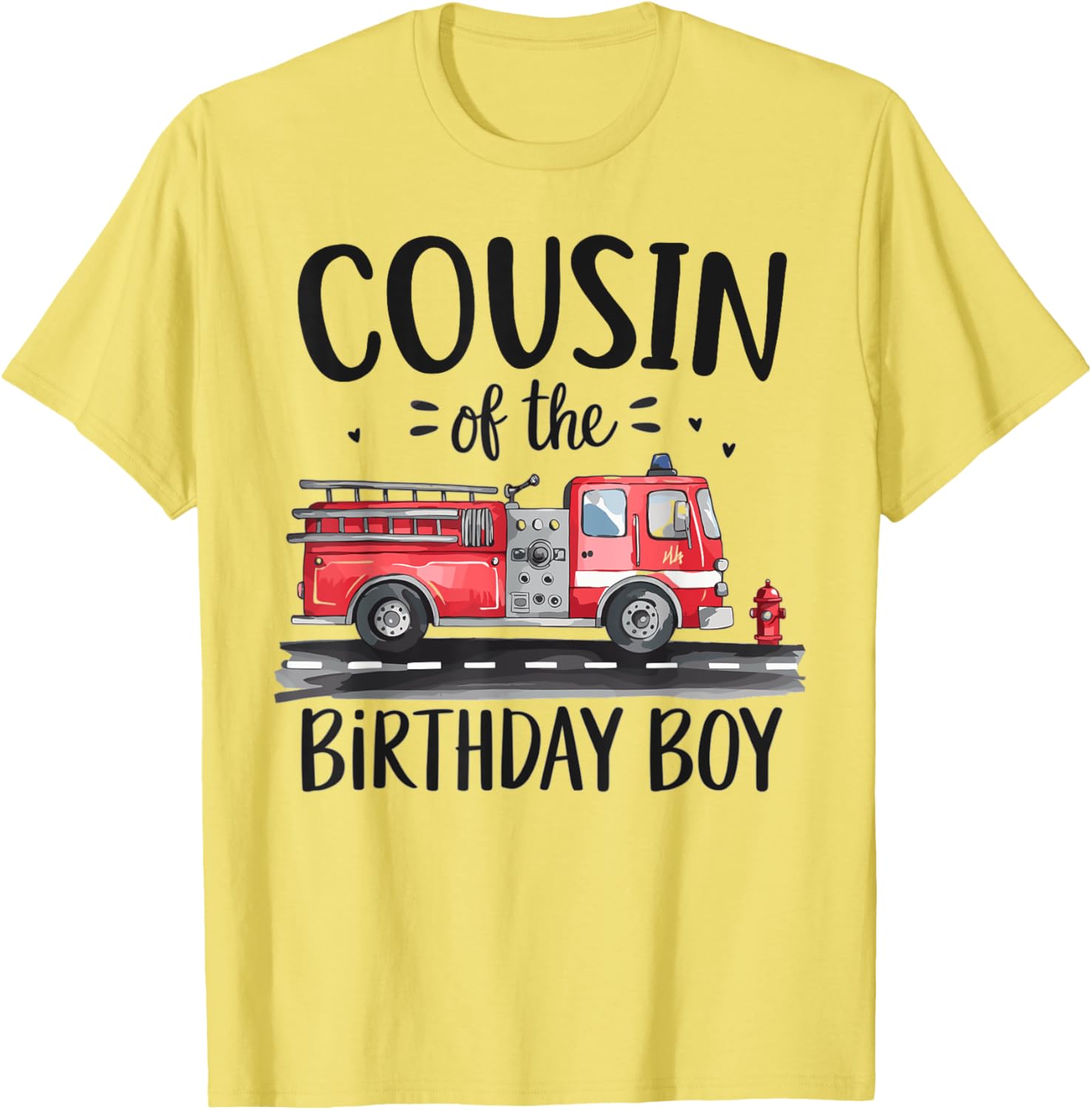 Cousin of the Birthday Boy Fire Truck Firefighter T-Shirt for Kids - 5
