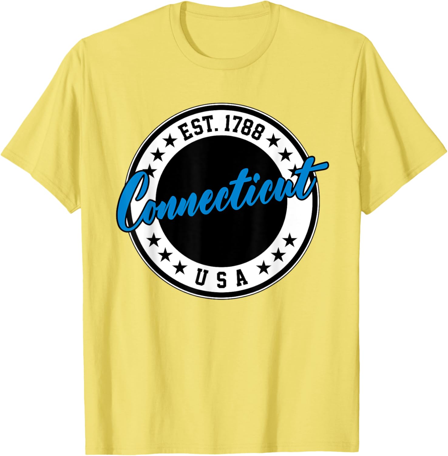 Connecticut USA Script Circle T-Shirt in Blue - Stylish Casual Wear - 7