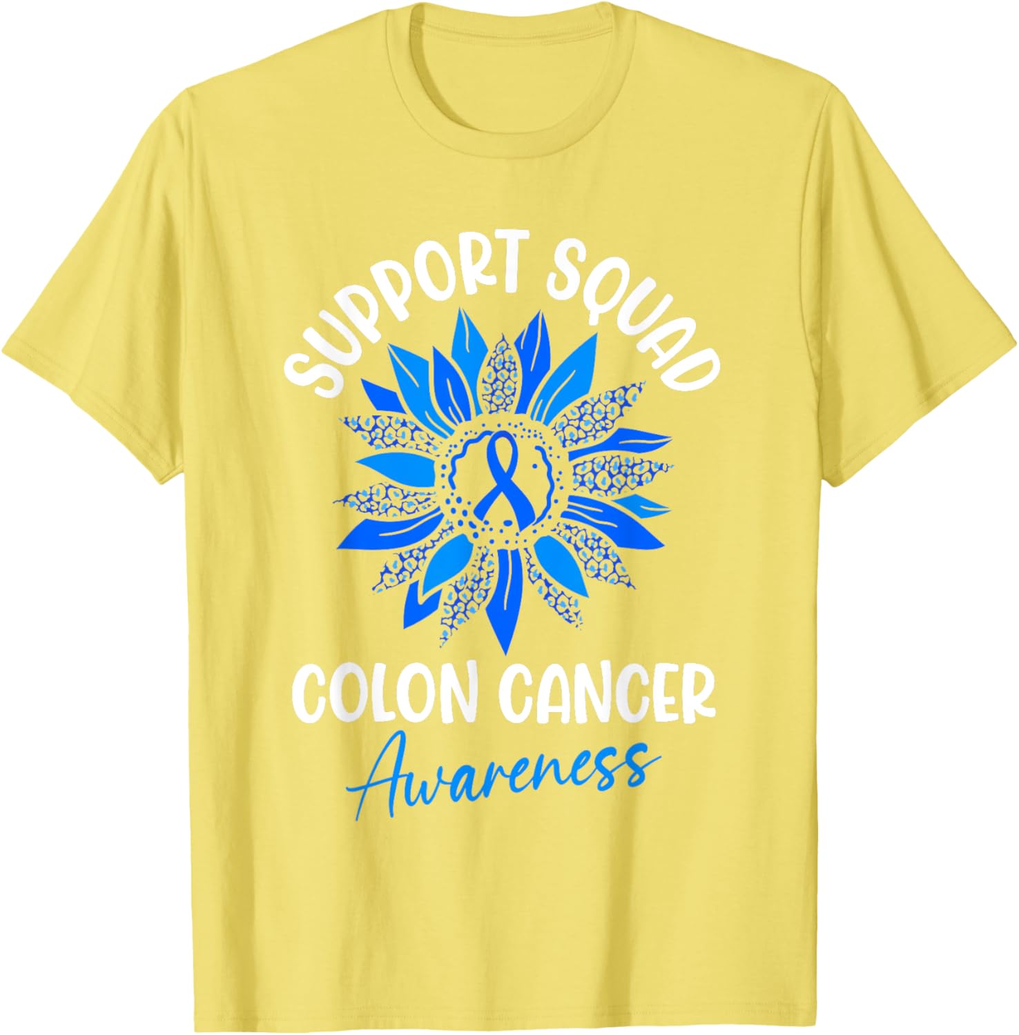Colorectal Cancer Awareness Blue Ribbon Sunflower T-Shirt for Supporters - 6