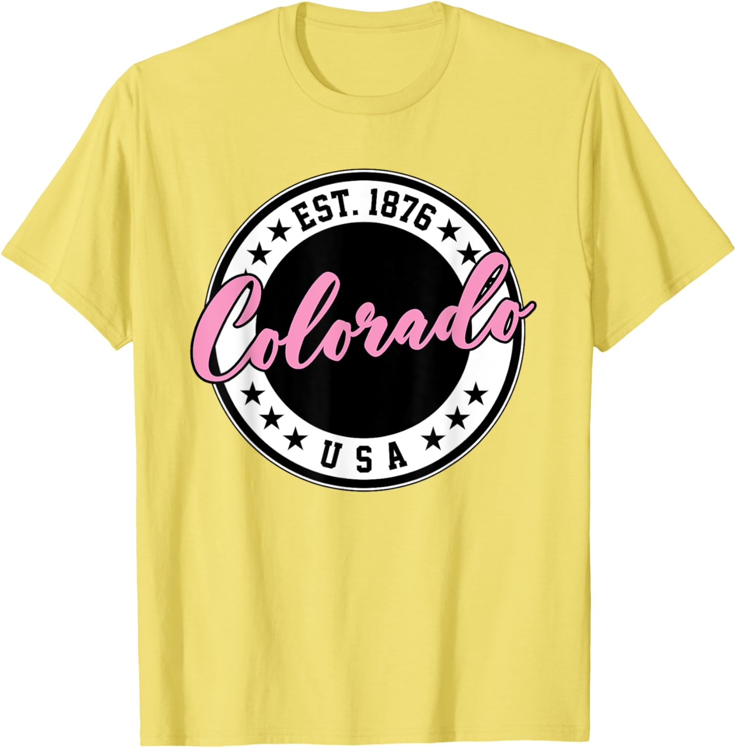 Colorado USA Script Circle Pink Text T-Shirt for Stylish Comfort - 28