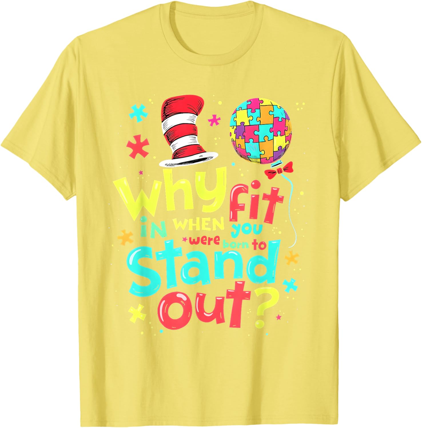 Autism Awareness Cool Cat in the Hat T-Shirt for Doctors and Teachers - 8