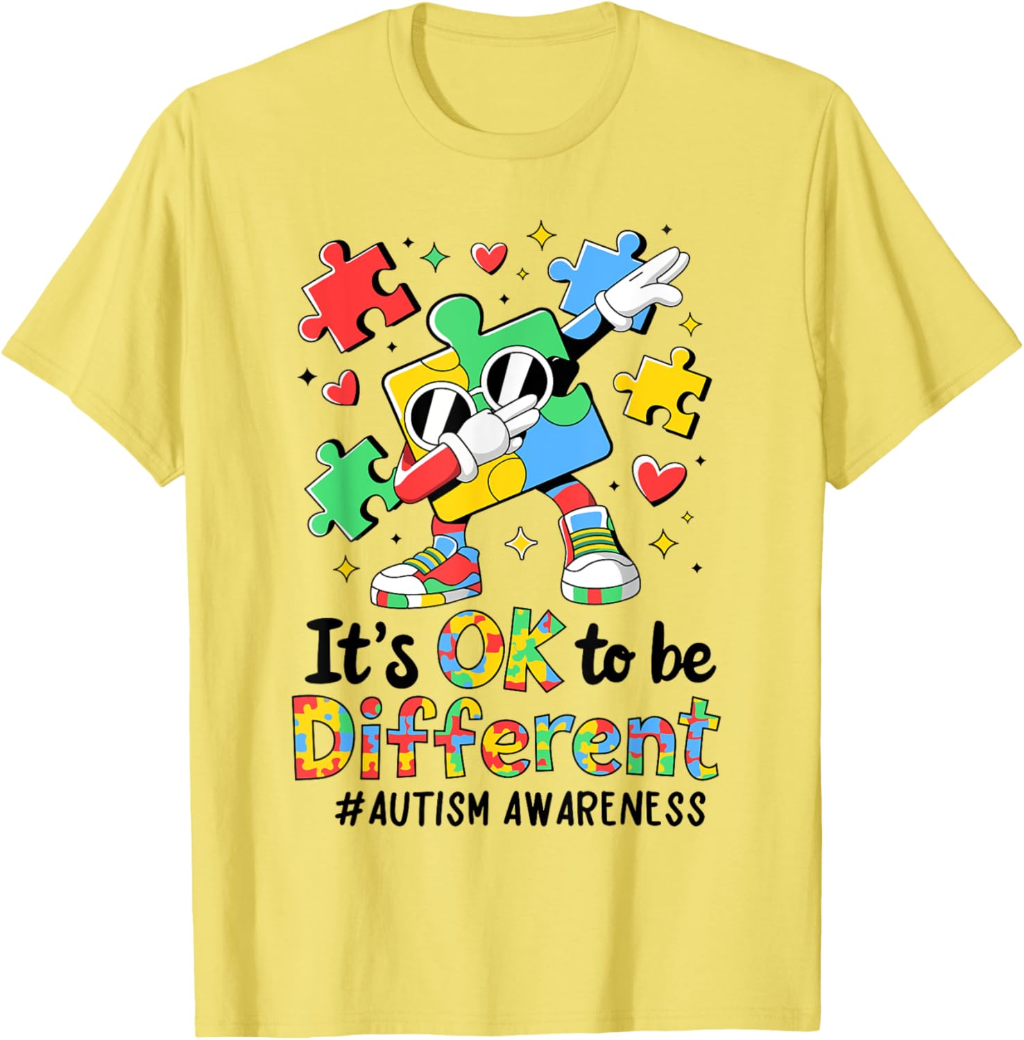 Autism Awareness Dabbing Puzzle Piece T-Shirt It's Okay To Be Different - 15